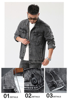 Streetwear mode de haute qualité personnalisé patchs en chenille mode unie bouton homme veste en jean élégant pour hommes