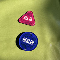 Chip Indikator Dealer Texas Hold'em Poker dengan Posisi Big Blind & Small Blind Bahan Akrilik Biru/Pink