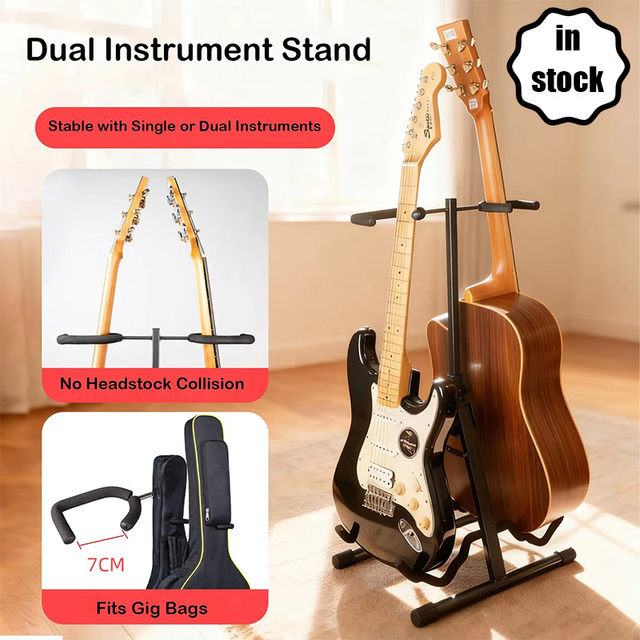 Yinyu GS820 Heavy Duty 20kg A-Frame Guitar Stand Double Anti-Slip Hook System for Secure Instrument Display
