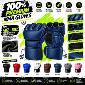 Gants de boxe MMA personnalisés avec logo, en PU, demi-doigts, pour l'entraînement, gants durables avec rembourrage premium et velcro - Product Image 3
