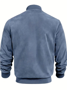 Livraison directe veste zippée en daim de couleur unie pour hommes veste cardigan à manches longues décontractée rétro pour hommes - Product Image 5