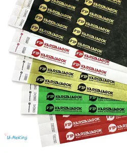 Gelang Kertas Tyvek Gelang Promosi Kustom Cetak Logo Gelang Tahan Air untuk Acara