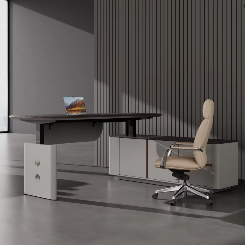 Modern Luxury Executive Office Furniture Durable L-Shaped Manager Desk Made of Wood Height-adjustable Table