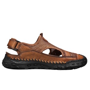 Suitable Coastal Travel Breathable Mesh <b>Sandals</b> <b>Closed</b> <b>Toe</b> Casual <b>Sandals</b> Non Slip Daily Shoes Men Adjustable Hook Loop <b>Summer</b> - Product Image 5