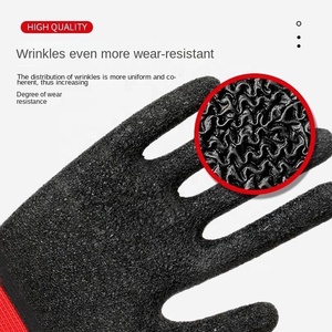 Gants de protection en latex noir givré lisse, élastiques, resserrants, 22 cm, résistants à l'usure, respirants, antidérapants en caoutchouc, avec fil rouge - Product Image 4