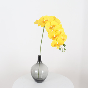 Orchidées artificielles Phalaenopsis Jessie à 9 têtes, blanches et jaunes, pour la décoration de la maison, de l'hôtel et des mariages - Product Image 4