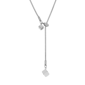 Korean Style Titanium Steel Pull Out Necklace Lock Shape Geometric Design For Women Daily Wear Sweater Chain Accessory - Product Image 5