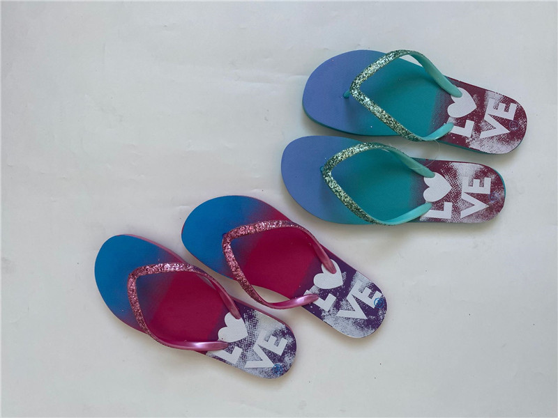 Korean Style All Match Female Big Size Slippers Custom Printed PE PVC Filp Flops Women