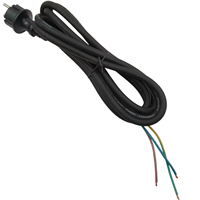 Câble d'alimentation Schuko (CEE 7/7) 16A 250V, câble gainé de caoutchouc H07RN-F 3G 1,5 mm², 3 conducteurs à extrémités dénudées, indice de protection IP44
