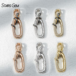 Starsgem 14K <b>Solid</b> <b>Gold</b> D Color Round Brilliant Cut Lab Grown Diamond VS Unisex 3.6g Snake Design Vintage Style <b>Pendant</b> - Product Image 2