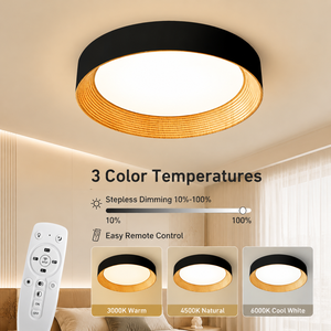 Plafonnier LED rond moderne en acrylique, télécommande, variateur de lumière, trois couleurs, intérieur, pour salon, chambre, 36W, 50cm de haut, CRI - Product Image 3