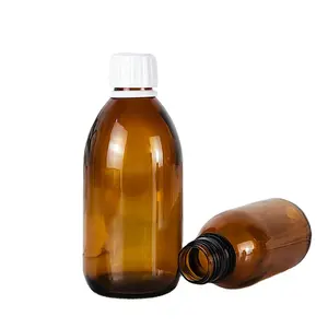 Amber botol obat cair kelas farmasi, botol pil kosong untuk obat resep