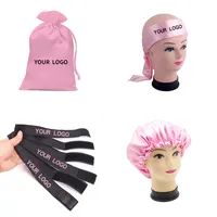 Conjunto de bandana de cetim para mulheres, conjunto de banda de cabelo com logotipo personalizado