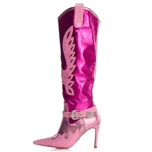 Botas Largas de Tacón Alto y Fino Estilo Vaquero con Punta Puntiaguda para Mujer, Botines Vaqueros Altos hasta la Rodilla - Product Image 6