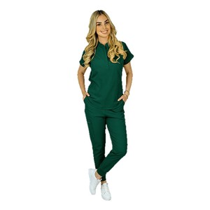 Women Scrub <b>Set</b> Solid Color Moisture Wicking Split Uniform For Nurse <b>Doctor</b> Receptionist Workwear Size S XXL - Product Image 5