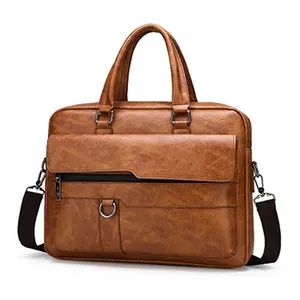 Benutzer definierte PU-Leder-Laptop tasche Größere Kapazität Business-Computer-Tasche Herren wasserdichte Schulter tragen Notebook-Taschen 15,6-Zoll-Frauen