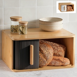 Mostrador de cocina, caja de pan de bambú personalizada, caja de almacenamiento de pan para pan casero con <span class=keywords><strong>puerta</strong></span> <span class=keywords><strong>corredera</strong></span> - Product Image 4