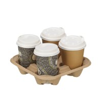 Supports de tasses à café biodégradables Nature 1/2/4, porte-gobelets pour boissons, plateau à gobelets jetables en papier