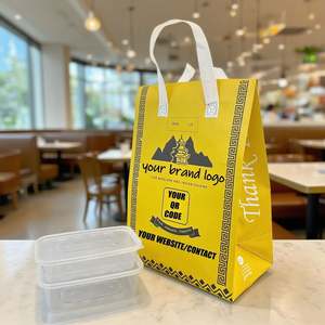 Custom Logo Size Thermal Cooler Bag <b>Disposable</b> Non Woven <b>Aluminum</b> <b>Foil</b> Coffee Boba Tea Take Out Delivery Thermal Insulated Bag - Product Image 2