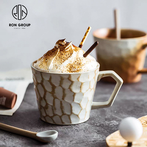 Taza Moderna de Cerámica con Diseño de Martillado para Chocolate Caliente, Té con Leche, Capuchino y Café, con Asa, para Uso en Casa, Oficina o Cafetería - Product Image 1