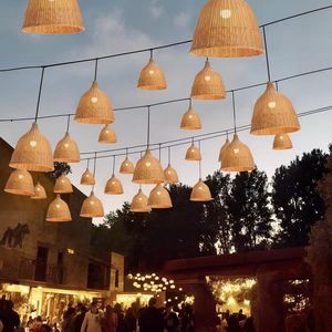 LANJO Rattan Pendant Light Handmade Woven Wicker Hanging Lamp For Outdoor Patio Garden Rustic Farmhouse Ceiling Lighting - Product Image 2