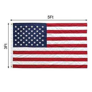 Drapeau américain en polyester de luxe 3x5 pieds pour usage automobile, résistant aux déchirures, aux vents forts, avec étoiles brodées et bandes cousues - Product Image 1