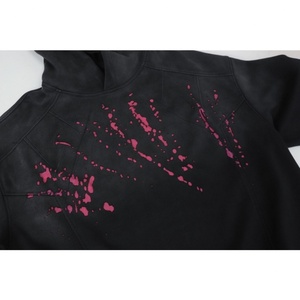 Sudadera con Capucha Oversize Vintage para Hombre, Estilo Grunge Lavado, con Estampado de Salpicaduras y Logotipo Personalizado, para Moda Urbana - Product Image 2