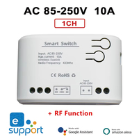 Interrupteur intelligent Wifi EWelink, automatisation domestique, relais Wifi 1CH, AC DC 7-32V AC 85-250V, interrupteur intelligent pour lampe, compatible avec Alexa et Google Home