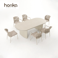 Horika ODM ensemble de salle à manger de patio imperméable de luxe personnalisé mobilier d'extérieur ensemble table et chaises de jardin pour hôtel et villa