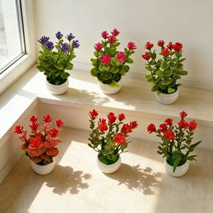 Lot de plantes artificielles en plastique d'<span class=keywords><strong>eucalyptus</strong></span> en <span class=keywords><strong>pot</strong></span>, multi-pièces, très réalistes, pour décoration de table et de bureau, effet naturel - Product Image 3