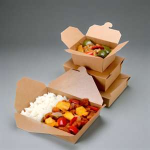 Caja de Almuerzo Desechable de Papel Kraft para Comida para Llevar de Restaurante, Cajas de Empaque de Alimentos Ecológicas de Papel - Product Image 5