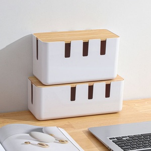 Boîte de rangement pour câbles en bambou avec couvercle, organisateur de câbles, boîte de gestion des câbles en bambou - Product Image 3
