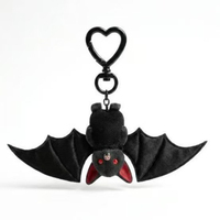Porte-clés en peluche chauve-souris Kawaii, esthétique sombre, décor gothique vintage, Halloween, avec clip en forme de cœur, pendentifs animaux en peluche