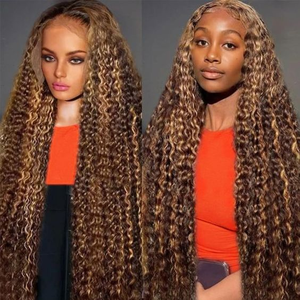 Preplucked Blonde Highlight Hd Transparent Lace Front Wig,Cheap <strong>Deep</strong> <strong>Wave</strong> Highlight Human Hair Wigs With Baby Hair - Product Image 2