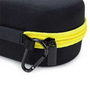 Casing paket penyimpanan headset headphone EVA ramah lingkungan kain rajut hitam dengan saku jaring