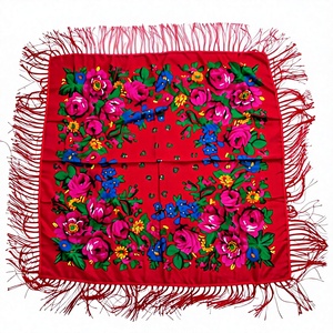 Chal con estampado floral y flecos, pañuelo cuadrado de estilo étnico para mujer, uso diario - Product Image 2