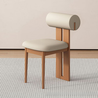 Chaise de salle à manger vintage française du milieu du siècle, en bois massif, design nordique, chaise Hippo sans accoudoirs, revêtement en cuir