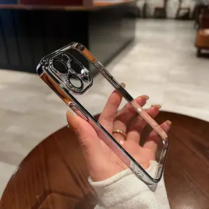 IPhone 14 için uygun ProMAX telefon kılıfı dahili lens film ile elektroliz yumuşak kılıf Apple 14 tam koruyucu kılıf 13