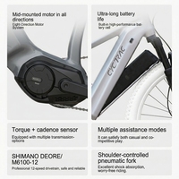 Vélo de montagne électrique léger EM5 Ebike avec assistance électrique, moteur Bafang M430 à entraînement central, cadre en alliage d'aluminium, 45 km/h, batterie au lithium E-MTB