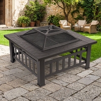 Table de barbecue multifonctionnelle en métal pour patio extérieur avec foyer, brasero et poêle à charbon de bois, facile à utiliser