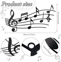Black Music Notes Metal Wall Art Signe décoratif suspendu avec artisanat mural en métal