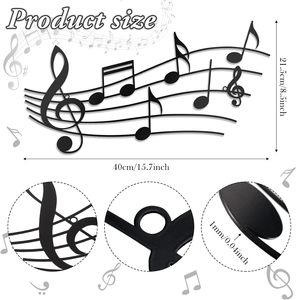 Black Music Notes <span class=keywords><strong>Metal</strong></span> Wall Art Signe décoratif suspendu avec artisanat mural en métal - Product Image 2