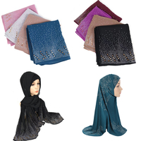Transferts de strass thermocollants de luxe blancs avec motifs en diamant et cristal pour foulards Bawal, Tudung, Hijab et châles