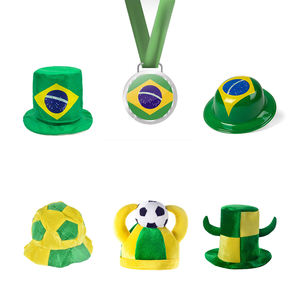 Vente en gros de drapeaux brésiliens personnalisés avec logo, très demandés pour la Coupe du monde 2022, en polyester écologique réglable, articles souvenirs - Product Image 6