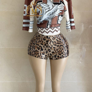 À la mode printemps été femmes tenues mignonnes imprimer maille Jersey petit haut Mini jupe Shorts 2 pièces ensemble dame Y2K deux pièces ensemble femmes - Product Image 5