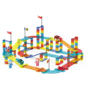 Set di mattonelle magnetiche in marmo, 240 pezzo di mattonelle magnetiche 3D stelo giocattoli per l'apprendimento, Set di giochi magnetici in pista