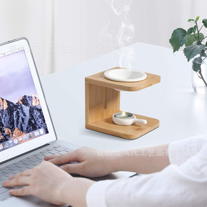 ที่วางเทียนหอมอโรมาเธอราพีจากไม้ไผ่ พร้อมเตาเผาน้ำมันหอมระเหยสำหรับตกแต่งบ้าน - Product Image 3