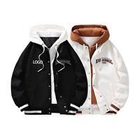 Blouson de baseball à capuche patchwork avec fermeture éclair pour homme, respirant, coupe-vent, éco-responsable, vente en gros ODM, streetwear