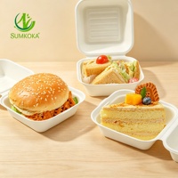 Contenants alimentaires écologiques Sumkoka en bagasse de 450 ml et 6 pouces, boîtes à clapet en bagasse, boîtes à emporter jetables