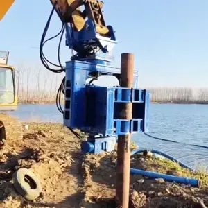 Martelo Vibro para empilhadeira de tubo, acionador de empilhadeira hidráulico, montado em escavadeira, para obras